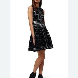 Topshop Dot Jacquard Fit & Flare Knit Dress